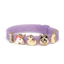 Браслет дитячий Biojoux BJB010 Kids Silicon Glitter Dark Violet 4 GP Charms, фіолетовий 