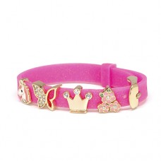 Браслет дитячий Biojoux BJB012 Kids Silicon Glitter Deep Rose 4 GP Charms, рожевий