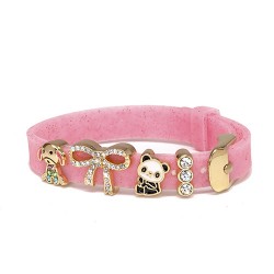 Браслет дитячий Biojoux BJB013 Kids Silicon Glitter Light Rose 4 GP Charms, рожевий