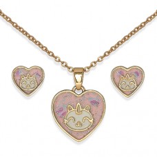 Комплект Сережки+Кольє Biojoux BJS006 UNICORN HEART