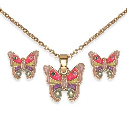 Комплект Сережки+Кольє Biojoux BJS009 PINK BUTTERFLY