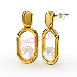 Сережки Biojoux BJT302 Agnes pearl 6mm GP Сережки Biojoux BJT302 Agnes pearl 6mm GP
