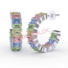 Сережки Biojoux BJT306 Benoite colored zircons 20mm SS