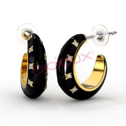 Сережки Biojoux BJT309 Berthe 16mm black gloss enamel GP Сережки Biojoux BJT309 Berthe 16mm black gloss enamel GP