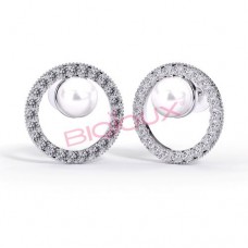 Сережки Biojoux BJT985 Pearl inCrystal Circle 14mm SS Сережки Biojoux BJT985 Pearl inCrystal Circle 14mm SS