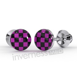 Сережки Inverness 602с Button Style Pink Chess Board 