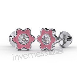 Сережки для проколу вух Inverness K009c Crystal Flower Rose 6mm з короткою голкою 9mm