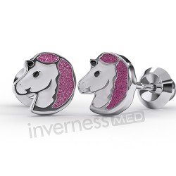 Сережки для проколу вух Inverness K010c Unicorn Glitter Pin 6mm з короткою голкою 9mm
