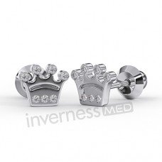 Сережки для проколу вух Inverness K032с Crown 6mm з короткою голкою 9mm Сережки для проколу вух Inverness K032с Crown 6mm з короткою голкою 9mm