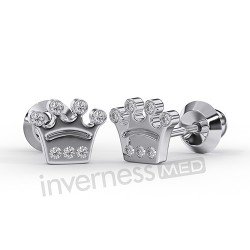 Сережки для проколу вух Inverness K032с Crown 6mm з короткою голкою 9mm