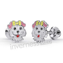 Сережки для проколу вух Inverness K1223с Cuccioli 6mm з короткою голкою 9mm