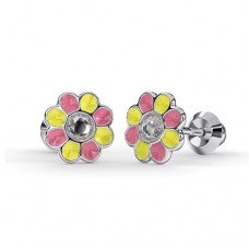 Сережки для проколу вух Inverness K1226c margherita gialla-rosa 6mm з короткою голкою 9mm Сережки для проколу вух Inverness K1226c margherita gialla-rosa 6mm з короткою голкою 9mm