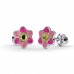 Сережки для проколу вух Inverness K1228c Fiore rosa-fucsia 6mm з короткою голкою 9mm