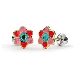 Сережки для проколу вух Inverness K1230c Fiore cristallo-aqua 6mm