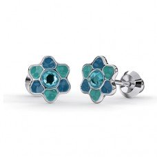 Сережки для проколу вух Inverness K1231c Fiore aqua-blue 6mm з короткою голкою 9mm Сережки для проколу вух Inverness K1231c Fiore aqua-blue 6mm з короткою голкою 9mm